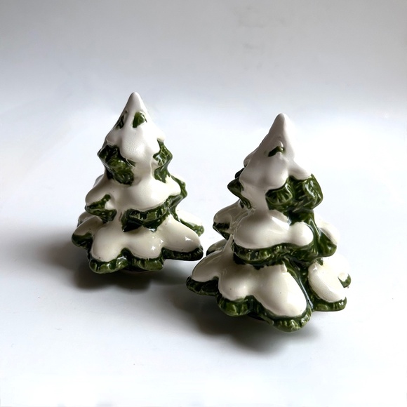 Fitz and  Floyd Ceramic Snow Covered Christmas Trees - Picture 1 of 8